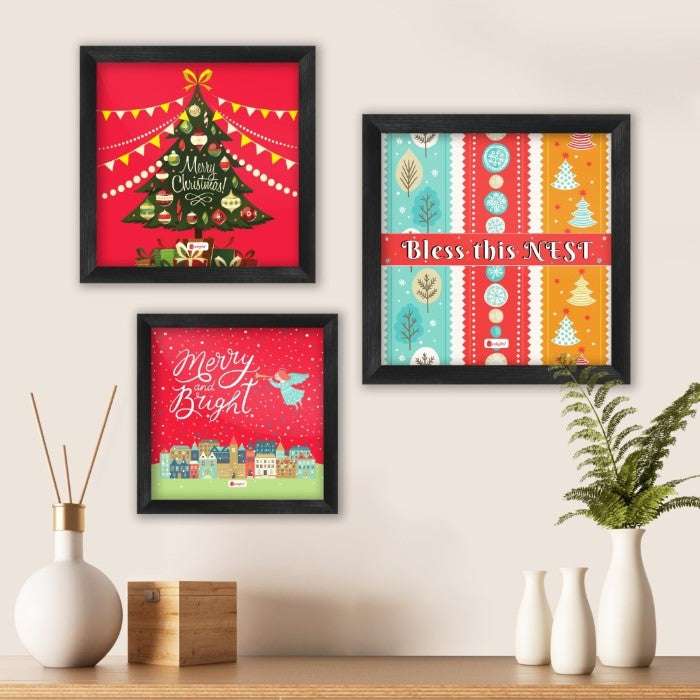 Christmassy Vibe Set of three Wall Poster Frames Combo