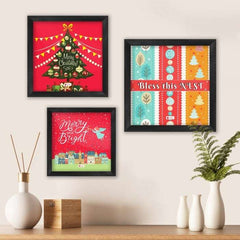 Christmassy Vibe Set of three Wall Poster Frames Combo