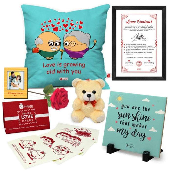 Cushion and Love Message Card with Photo Magnet Valentine Gift Box