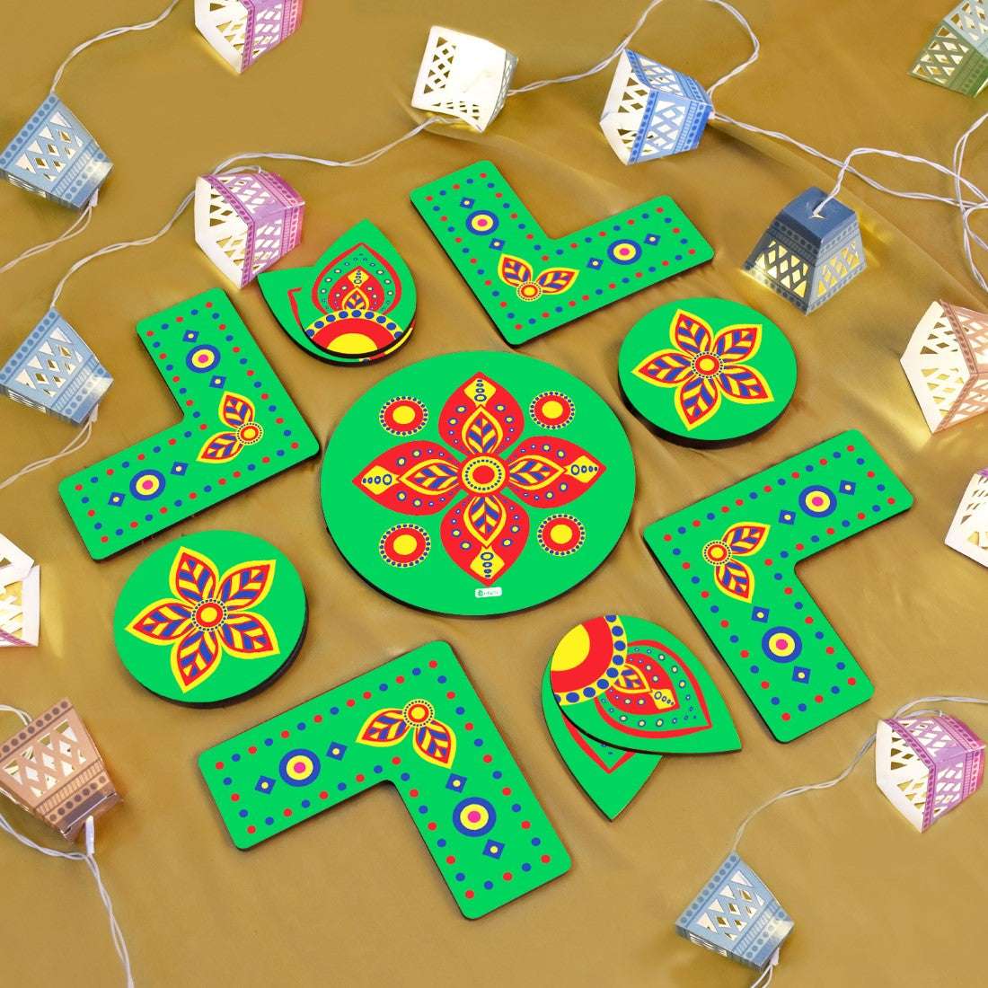 DIY Diwali Gift Box of Decor Lights and Rangoli