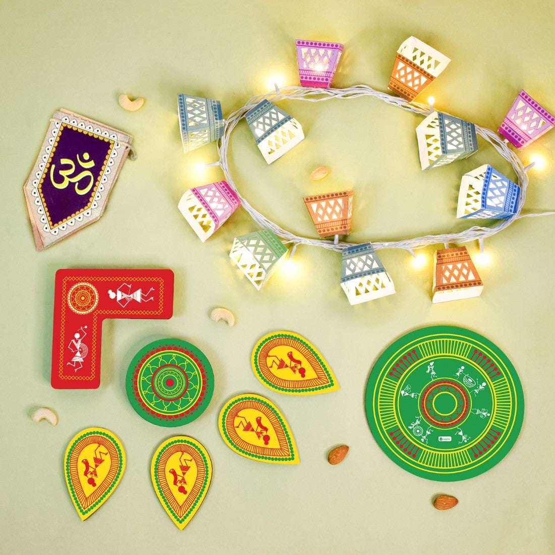 Diwali Gift Box of DIY Lights, Rangoli, and Bunting