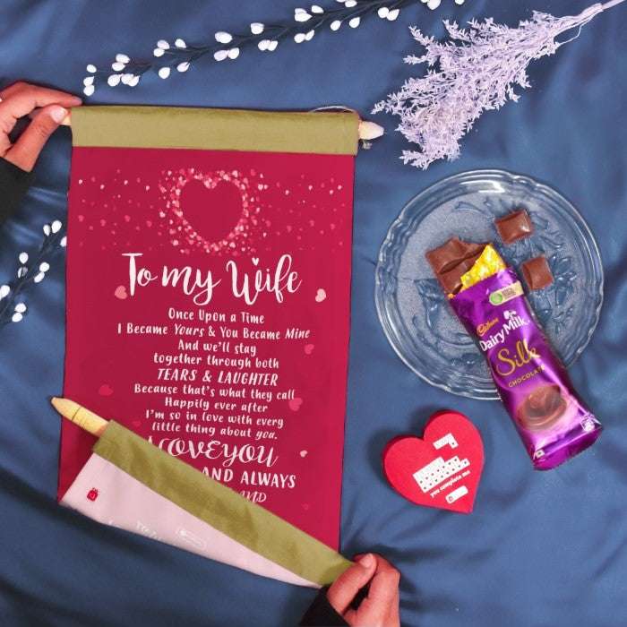 Love Scroll Card With Cadbury Silk Valetine's Day Gift