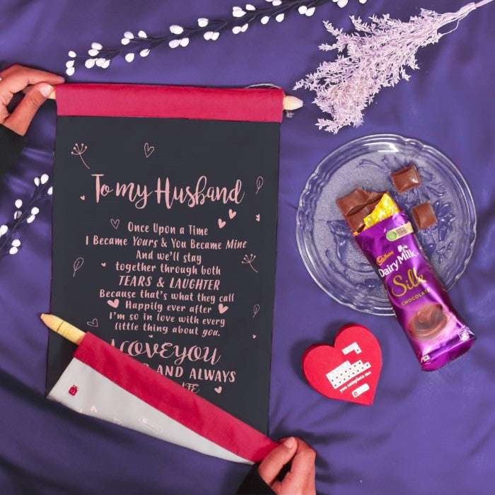 Love Scroll Card With Cadbury Silk Valetine's Day Gift