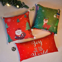 Christmas Gift Set Joy Of the World Quotes Printed Reversible Cushion Set Of 3