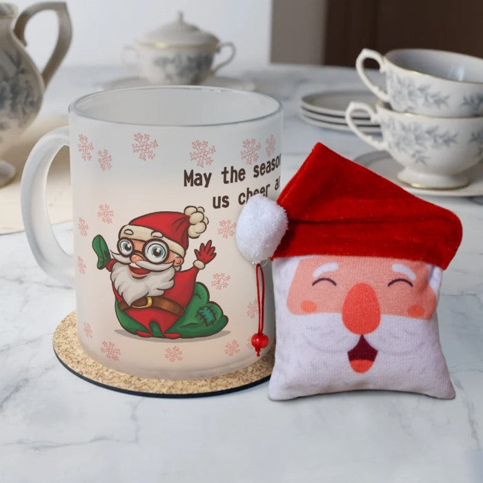 Xmas Gift Itmes For Family Frost Coffee Mug and Revesible Santa Soft Toy