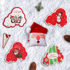 Christmas Gifts for Kids Merry Christmas Quote Printed Cute Xmas Fridge Magnet Set of 4 and Revesible Santa Soft Toy