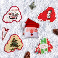 Xmas Gifts for Kids Cute Christmas Cloud Fridge Magnet ,Set of 4 (7 x 9 cm) and Revesible Santa Soft Toy