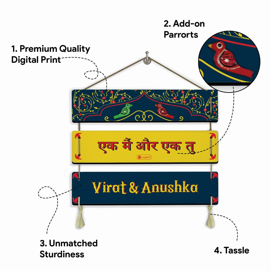 Customised Ek Main Aur Ek Tu Nameplate – Indigifts