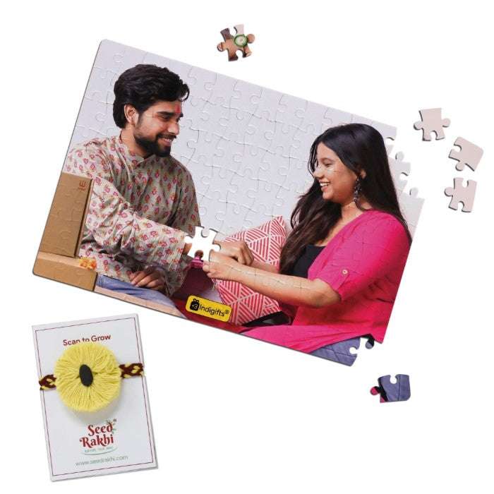 Plantable Eco-Friendly Personalized Photo Puzzle Rakhi for Bhai - Rakshabandhan Special