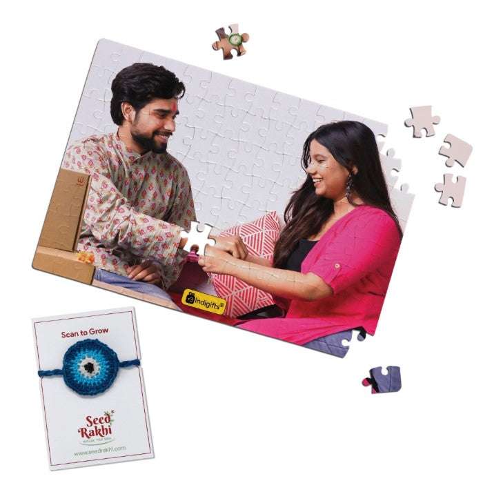 Gift for Bhai Eco Friendly Rakhi, Customized Puzzle,  Rakshabandhan Gift, Rakhi For Bhai with Gift