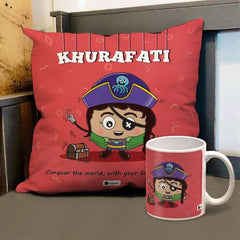 Khurafati Printed Cushion and Mug Combo Gift For Friend