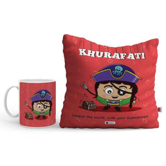 Khurafati Printed Cushion and Mug Combo Gift For Friend