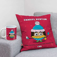 Chhupi Rustam Printed Cushion and Mug Combo Gift For Friend