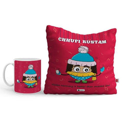 Chhupi Rustam Printed Cushion and Mug Combo Gift For Friend