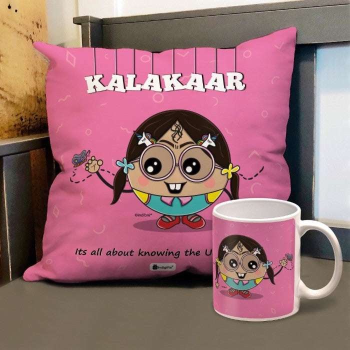 Kalakaar Printed Cushion and Mug Combo Gift For Friend