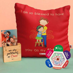 Rakhi Wooden Plaque Red Cushion Cover Gift With Bless To Have Sis Quote