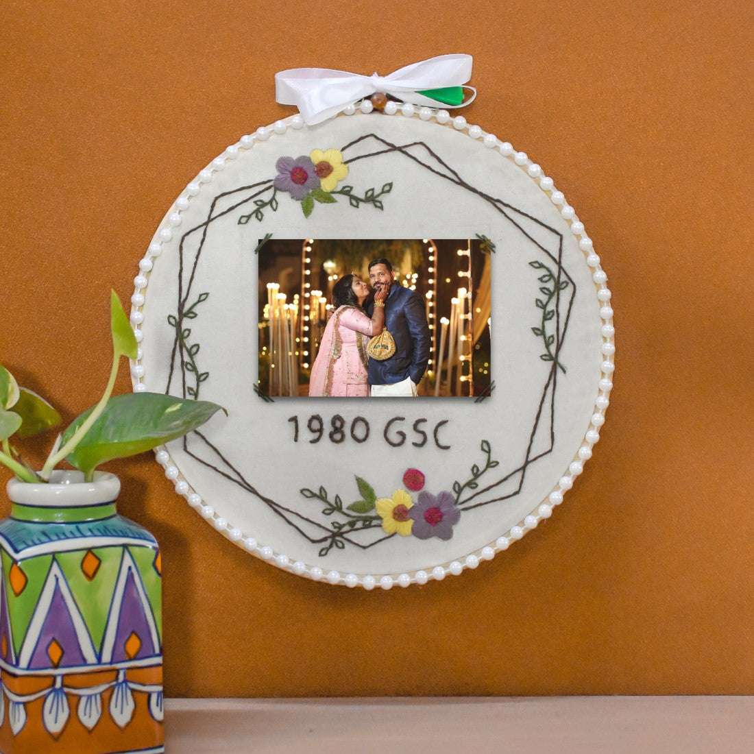 Embrioded Customised photo &amp; name Hoop