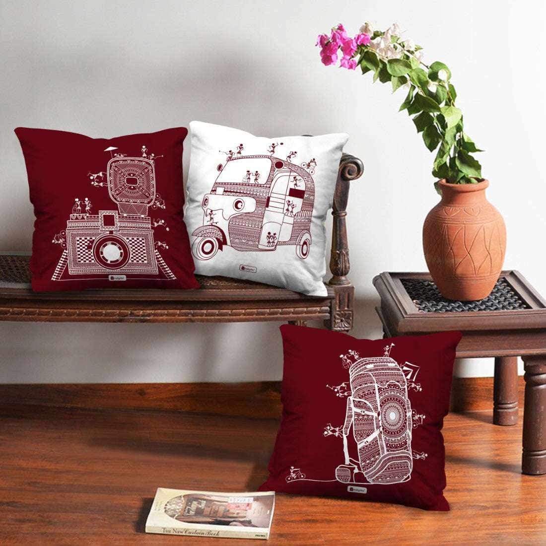 Mandala theme Traveller Printed Set of 3 Cushion Covers