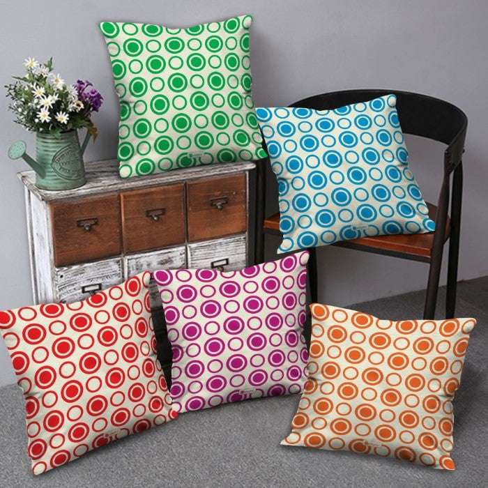 Beautiful Printed Home D&eacute;cor Cushion Cover Set of 5 Geometric Pattern Multicolor