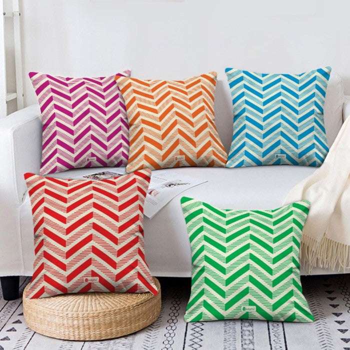 Beautiful Printed Home D&eacute;cor Cushion Cover Set of 5 Geometric Pattern Multicolor