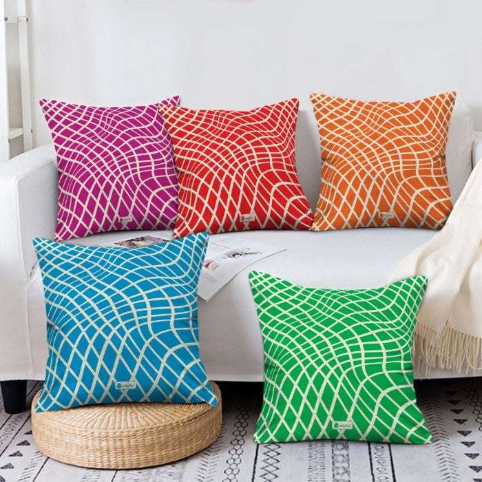 Beautiful Printed Home D&eacute;cor Cushion Cover Set of 5 Geometric Pattern Multicolor