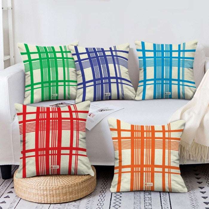 Geometric Print 5 Cushion Cover Set (Multi)