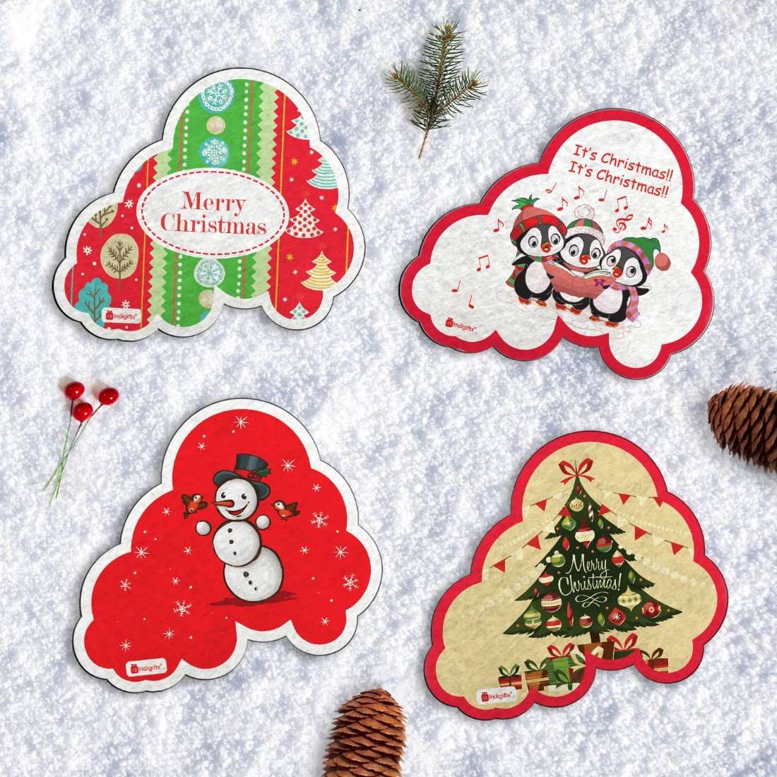 Christmas Cheers Set of 4 Fridge Magnets Series