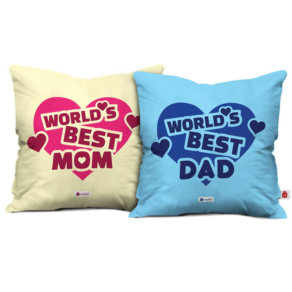 World's Best Mom &amp; World's Best Dad Cushion Cover set of 2