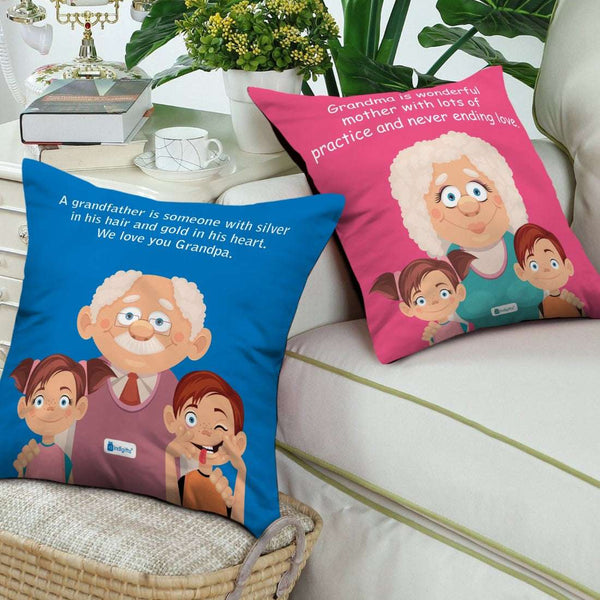 Grandma Never Ending Love and Grandpa Heart of Gold Printed Cushion for Grandparents