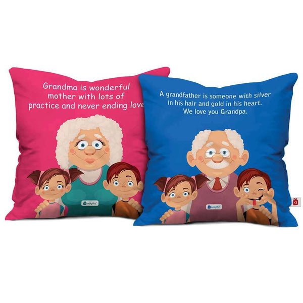 Grandma Never Ending Love and Grandpa Heart of Gold Printed Cushion for Grandparents
