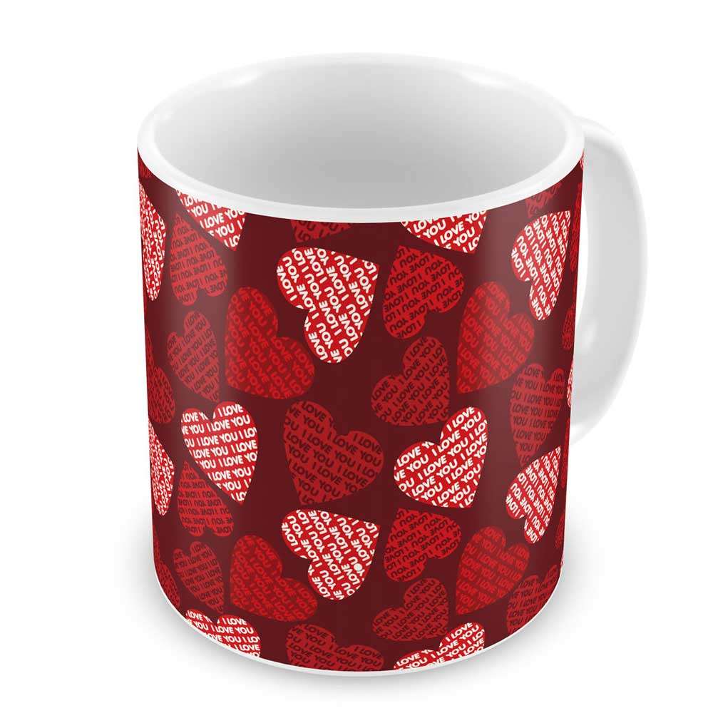 Seamless Pattern of Hearts Red Coffee Mug