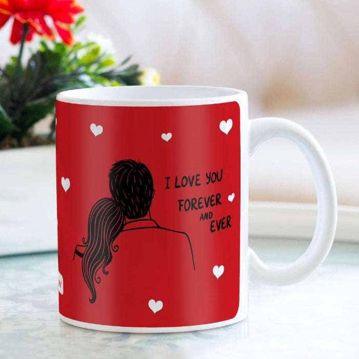 Romantic Couple Sitting Together Red Coffee Mug