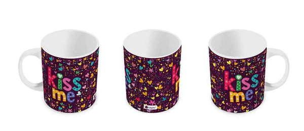 Scattered Randomize Pattern Of Love Symbols Purple Coffee Mug