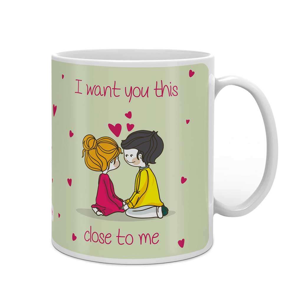 Romantic Couple Expressing Love Beige Coffee Mug