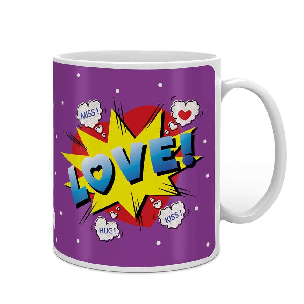 Pop Art Love Blast Purple Coffee Mug