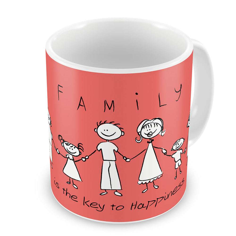 Family Key to Happiness Light Red Coffee Mug