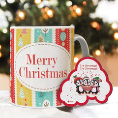 Christmas Festive Decorative Coffee Mugs and Fridge Magnets Assorted Gift Combo