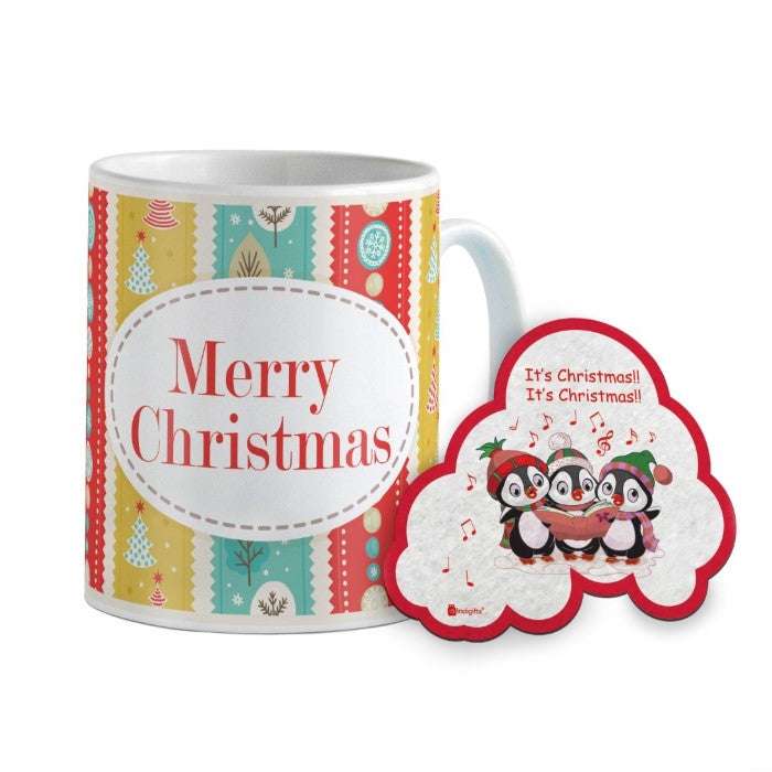 Christmas Festive Decorative Coffee Mugs and Fridge Magnets Assorted Gift Combo