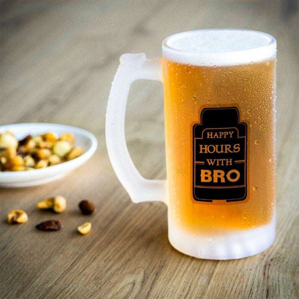 Beer Mug with Happy Hours With Bro Quote and Rakhi Greeting Card
