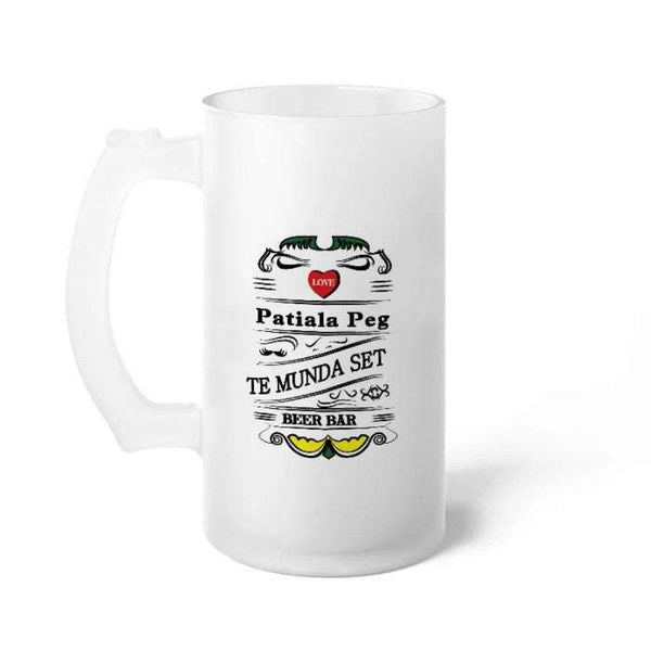 Patiala Peg Beer Bar Digital Printed Beer Mug Gift for Boyfriend