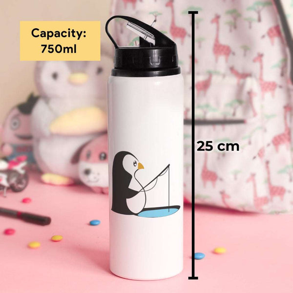Cartoon Characters Printed Aluminium Sipper Water Bottle For Kids 750 ml