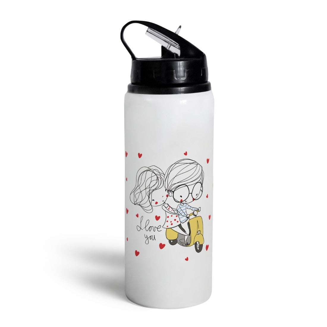 I Love You Printed Aluminium Sipper Water Bottle 750 ML