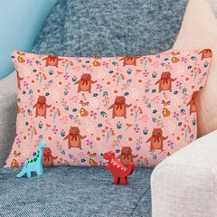 Indigifts Half-N-Half Collection Happy Bear Printed Kids Rectangle Pillow Cover