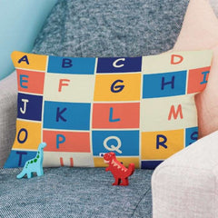 Indigifts Half-N-Half Collection Alphabates Letter Text Printed Kids Rectangle Pillow Cover