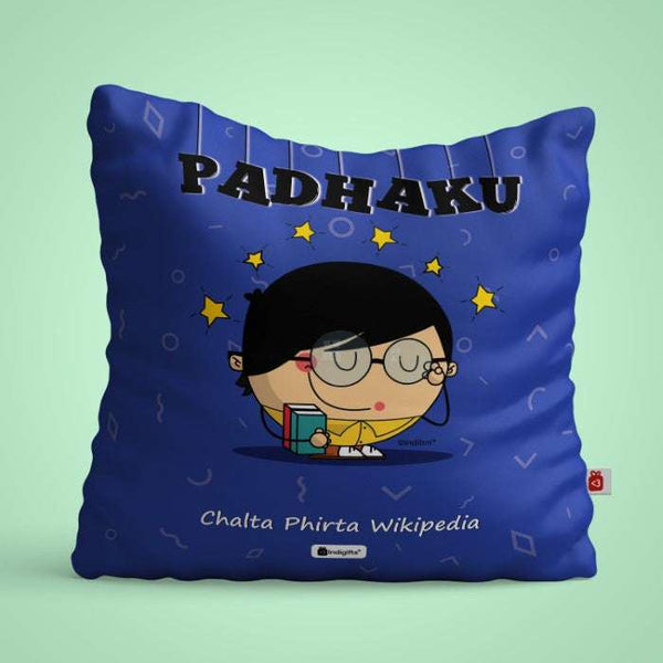 Padhaku - Chalta phirta wikipedia Blue Cushion