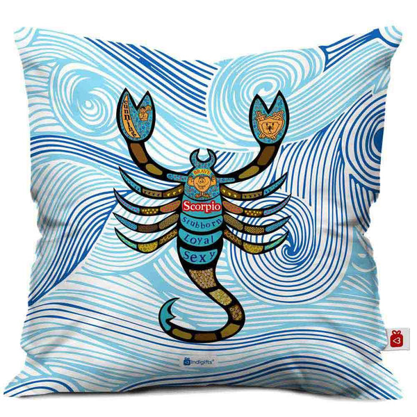 Scorpio Zodiac Blue Cushion Cover