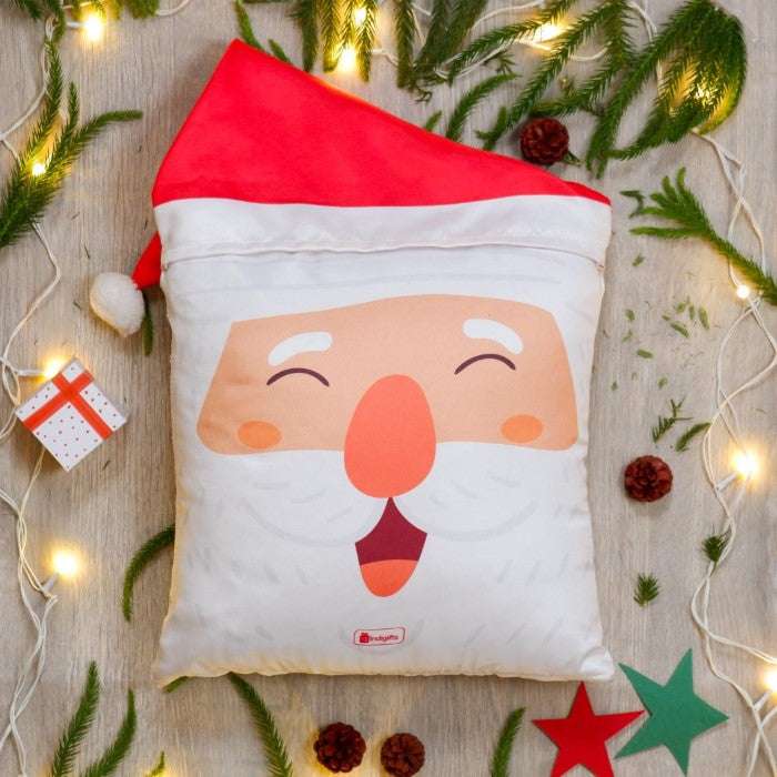 Christmas Gift Box Cheery Christmas Family Faces Reversible Round Cushion- Set of 3, 12x12 Inches, Satin