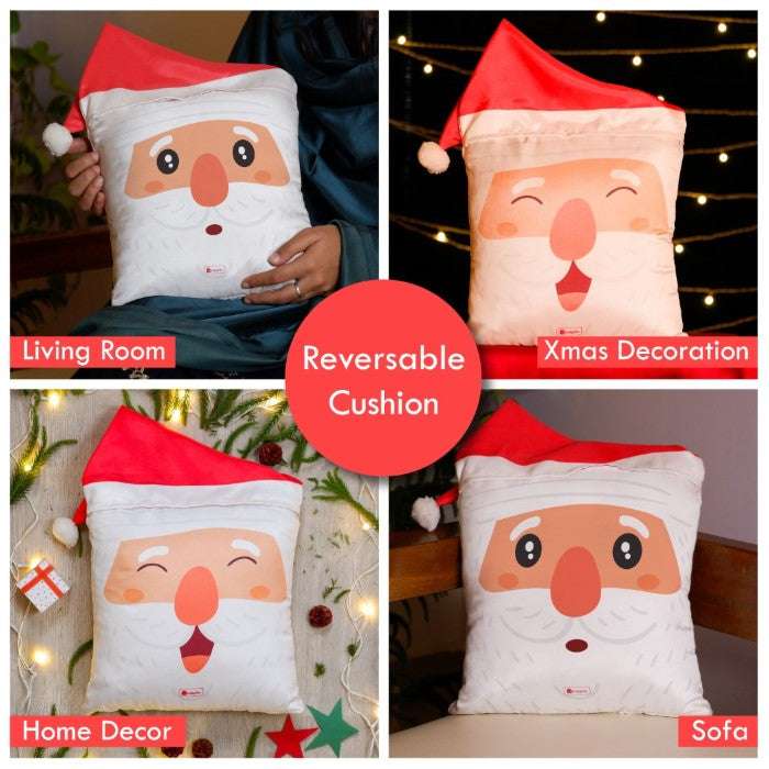 Santa Claus Reversible Cushion Cover with filler