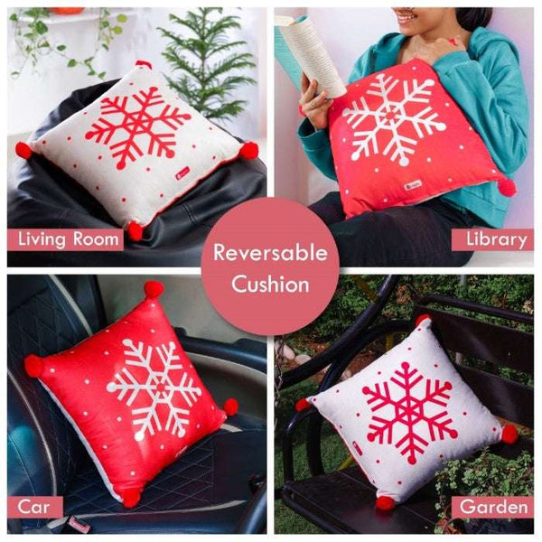 Starry Snowflake Reversible Cushion Cover with Filler