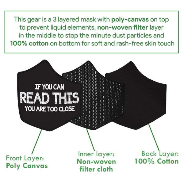 If You Can Read This You are Too Close Text Print Black Anti-Pollution Nose Mask ( Set of 2 )